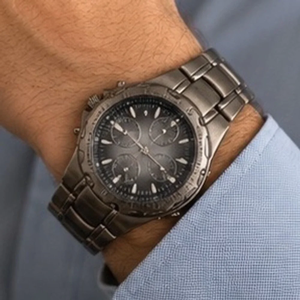 Armitron Mens Multi-Function Gunmetal Watch  Japanese Quartz  Water Resistant